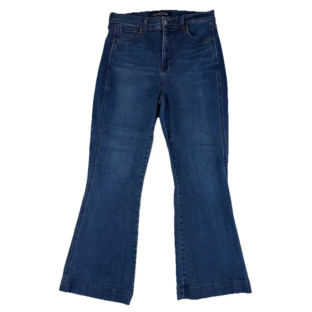 Veronica Beard Jeans Womens 30 Blue Carson High Rise Ankle Flare Stretch Denim